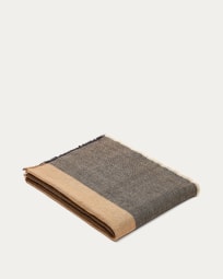 Macel black check cotton and linen blanket 130 x 170 cm