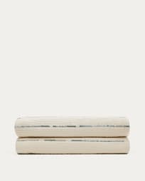 Copriletto Satisa in cotone color crema con fantasia a righe per letto da 90/135 cm