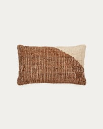 Cabanes jute and cotton cushion cover, natural and brown, 30 x 50 cm