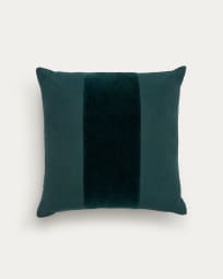 Zaira cushion cover 100% cotton and dark green velvet 45 x 45 cm