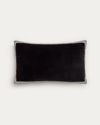Federa cuscino Tanita 100% cotone nero e nastro bianco 30 x 50 cm