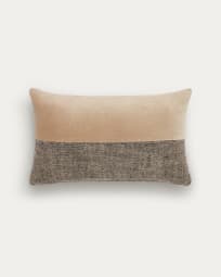 Mikayla linen and cotton printed cushion cover with black, natural velvet 30 x 50cm