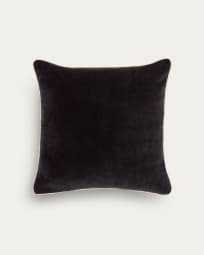 Poszewka na poduszkę Julina, ze 100% bawełny i czarnego aksamitu z białym obramowaniem 45 x 45 cm