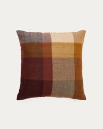 Macel linen and cotton cushion case in multicoloured check 45x45 cm
