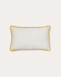 Housse de coussin Catius 100% PET blanc avec liseré jaune 50 x 30 cm