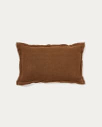 Sagi beige and brown linen cushion cover 30 x 50 cm