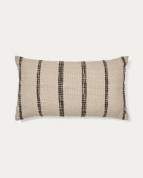 Baster outdoor cushion cover in beige PET with black stripes 40 x 70 cm
