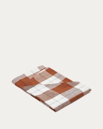 Mantel redondo Matie de lino y algodón de cuadros marrón Ø 150 cm