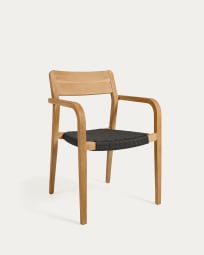 Better stackable chair in solid acacia wood and black cord