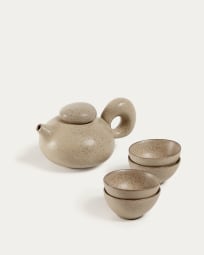 Set para chá Tersilia de cerâmica castanho