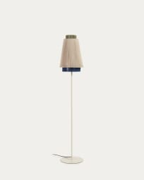 Yuvia cotton floor lamp with a beige and blue finish UK adaptador