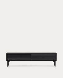 Lenon tv-meubel 2 deuren van massief hout en zwart eikenfineer 200x57 cm FSC Mix Credit