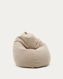 Vicka pouffe in beige bouclé, Ø 70 cm