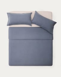 Set Simmel Bezüge für Bettdecke und Kopfkissen aus Baumwolle und Leinen Farbe blau für Bett von 150 cm