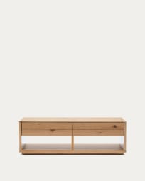 Alguema coffee table 2 drawers in oak veneer with natural finish 140 x 60 cm