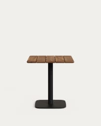 Tavolo da bar Saura in metallo verniciato nero con piano acacia noce 70x70x70 cm FSC 100%
