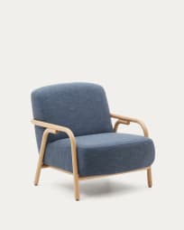 Sylo blue armchair made from solid ash wood, FSC 100%