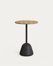 Table haute de bar Saura acier noir plateau acacia finition naturelle 95xØ70cm FSC 100 %