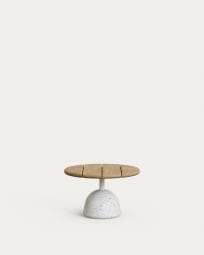 Saura coffee table with white terrazzo and natural acacia top, 32 x Ø55 cm FSC 100%