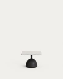 Saura coffee table with white terrazzo top and black cement base 48x48x35cm