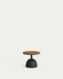 Saura coffee table with acacia top in walnut finish and black cement base Ø43x35cm