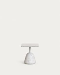 Table basse Saura avec plateau en terrazzo blanc et pied en terrazzo blanc 44x44x48cm