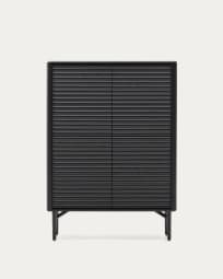 Lenon tall sideboard, 4 doors solid wood and black oak veneer 104,5x144 cm FSC Mix Credit