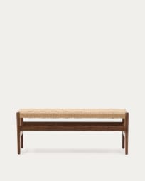 Zaide bench made of solid oak wood in a walnut finish and rope cord seat, 120 cm, FSC 100%