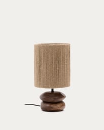 Lampe de table Kor en bois d’acacia finition foncée et jute