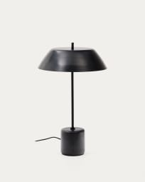 Lampe de table Sayra en marbre noir et métal peint noir