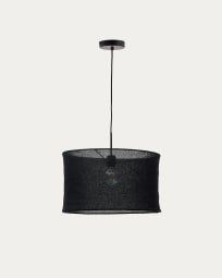 Lampenkap van zwart linnen voor plafondlamp Mariela Ø 50 x 30 cm