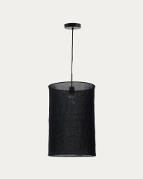 Lampenkap van zwart linnen voor plafondlamp Mariela Ø 40 x 60 cm