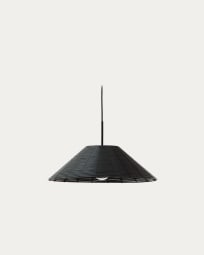 Pantalla para lámpara de techo Saranella de ratán sintético negro Ø 60 cm