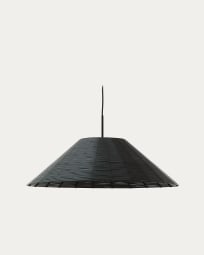 Pantalla para lámpara de techo Saranella de ratán sintético negro Ø 70 cm