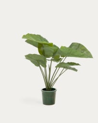 Planta artificial Alocasia Odora com vaso preto 57 cm