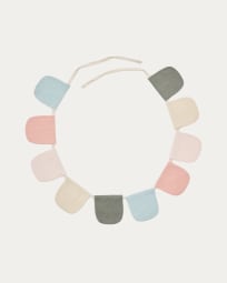 Betia 100% cotton bunting garland in multi-coloured pastel shades, 250 cm