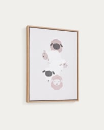 Tableau Milu avec motifs de moutons beige et blanc 40 x 30 cm