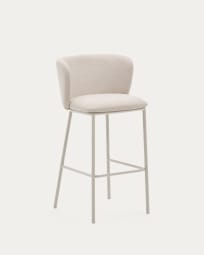 Ciselia stool with beige chenille and beige steel, height 75 cm FSC Mix Credit