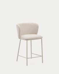 Ciselia stool with beige chenille and beige steel, height 65 cm FSC Mix Credit