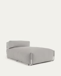 Pouf canapé modulaire extérieur méridienne et dossier Square gris et alu blanc 165 x 101cm
