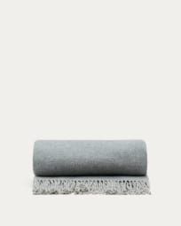 Dakie double-sided blanket blends a grey wool melange and beige, 170 x 130 cm