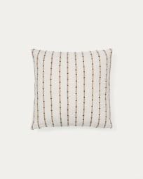 Housse de coussin Auila 100% coton avec broderie en jute 45 x 45 cm