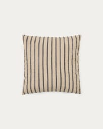 Caliu beige and grey striped silk and cotton, 45 x 45 cm