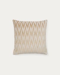 Housse de coussin Sigato en viscose et coton beige et écru 45 x 45 cm