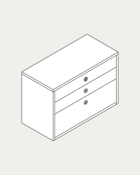 Krea floor-based triple layer drawer unit 3 drawers 700x271-347 mm