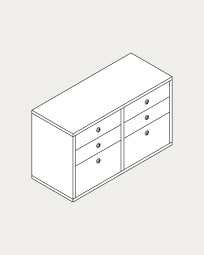 Krea floor-based triple layer drawer unit 6 drawers 700x1032-1183 mm