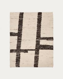 Tapis Hadin jacquard graphique en laine blanc et noire 160 x 230 cm