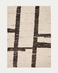 Hadin black and white graphic wool jacquard rug, 200 x 300 cm