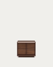 Onix bedside table, 2 drawers,  walnut veneer in a dark finish, 60 x 59 cm FSC Mix Credit