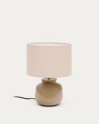 Lampada da tavolo Tay in ceramica verde e lino beige